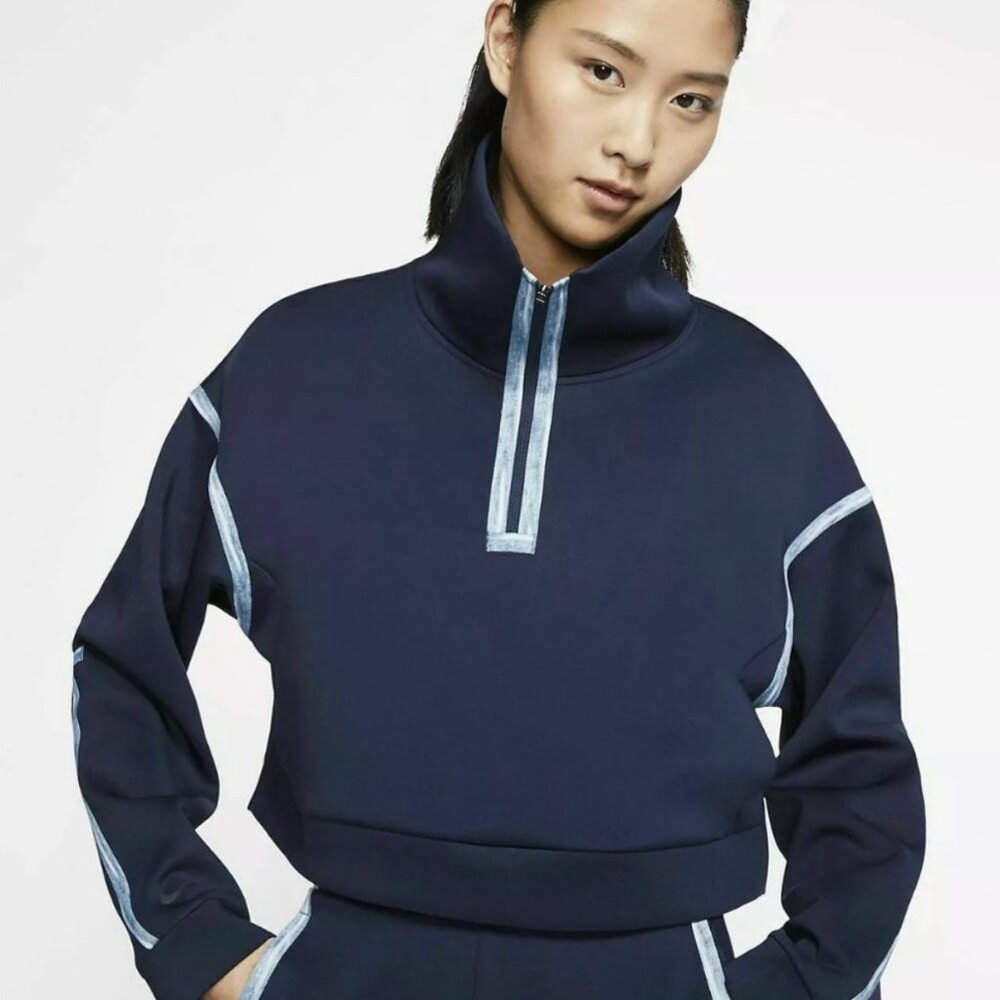 NIKE Women's CIty Ready 1/4 Zip Tech Pack Fleece Cropped Pullover Size S